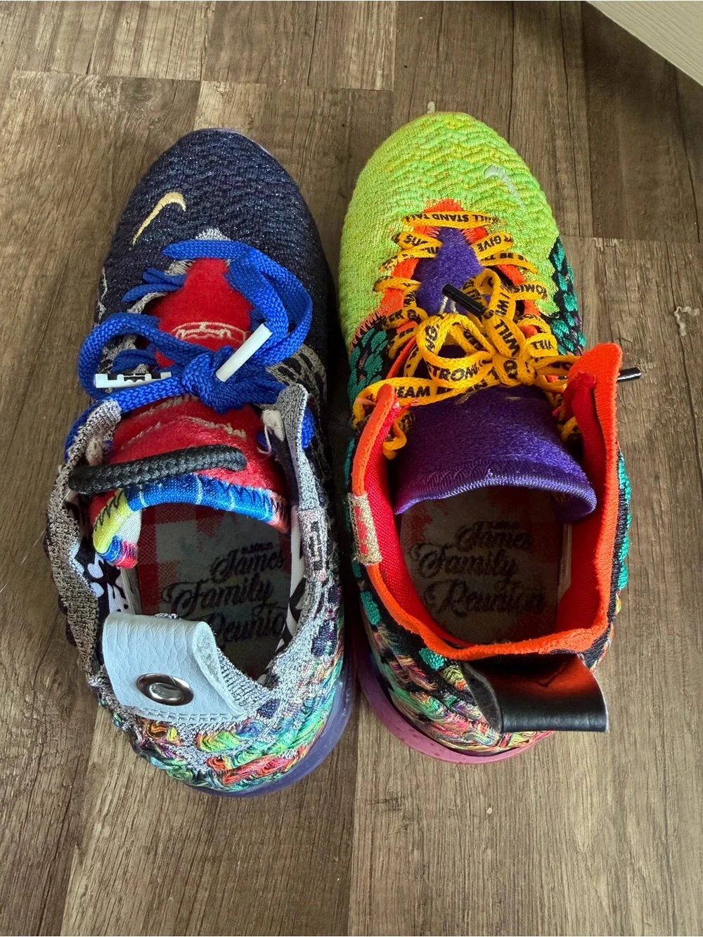 Nike Kids Multicolor LeBron Pair with Bright Yellow/Green and Black/Red Accents